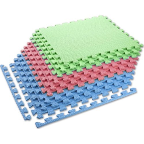 Apsauginis kilimėlis One Fitness MP-10, žalias-mėlynas-raudonas, 60 x 60 x 1 cm, 9 vnt.