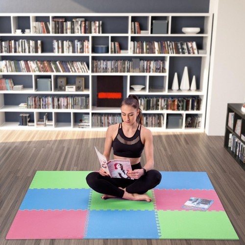 Protective Mat One Fitness MP-10, green-blue-red, 60x60x1cm, 9pcs.
