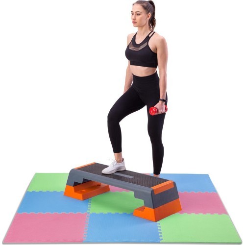 Защитный мат One Fitness MP-10, зелено-сине-красный, 60 x 60 x 1 см, 9 шт.