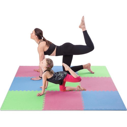 Apsauginis kilimėlis One Fitness MP-10, žalias-mėlynas-raudonas, 60 x 60 x 1 cm, 9 vnt.