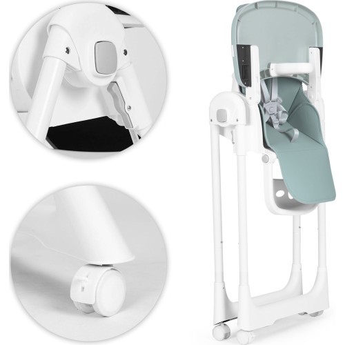 Feeding chair height adjustment eco leather straps double tray