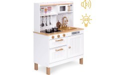 Детская кухня со звуками и LED, деревянные открывающиеся шкафчики, 7 аксессуаров ECOTOYS