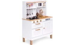 Children's kitchen with sounds and LED wooden large openable cabinets 7 accessories ECOTOYS