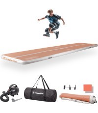 Надувной гимнастический мат inSPORTline Airstunt 500 x 100 x 10 см, Mocha Mousse, с электрическим насосом