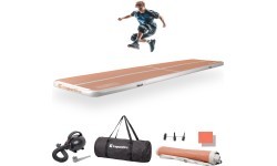 Pripučiamas gimnastikos kilimėlis inSPORTline Airstunt 500 x 100 x 10 cm, Mocha Mousse, su elektrine pompa