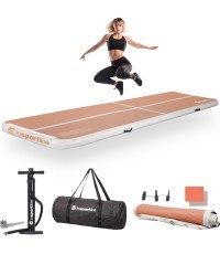 Надувной гимнастический мат inSPORTline Airstunt 400 x 100 x 10 см Mocha Mousse с ручным насосом