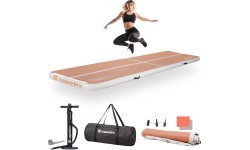 Надувной гимнастический мат inSPORTline Airstunt 400 x 100 x 10 см Mocha Mousse с ручным насосом