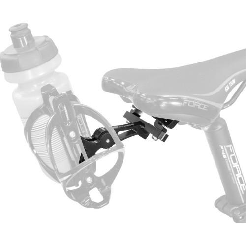 Adjustable under-saddle bottle cage (aluminium, black)