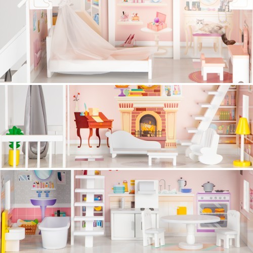 Medinis lėlių namelis Eco Toys Powder Mansion