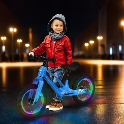 RB901 LED BALANCING BIKE 12‘’ INFLATABLE WHEELS BLUE NILS FUN