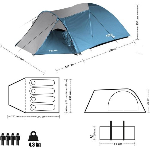 NC6012 BLUE-GRAY CAMPING TENT TREKKER NILS CAMP