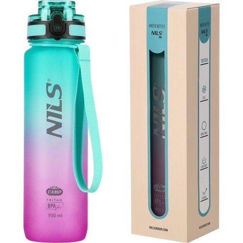 Зелено-розовая бутылка из тритана NILS CAMP NCD04