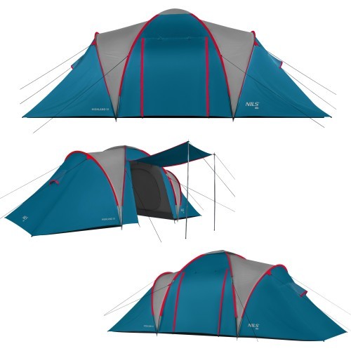 Кемпинговая палатка NC6431 синяя и светло-серая Highland IV Nils Camp