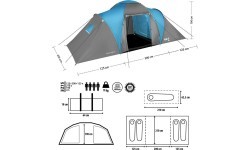 Кемпинговая палатка NC6431 сине-серая Highland IV Nils Camp