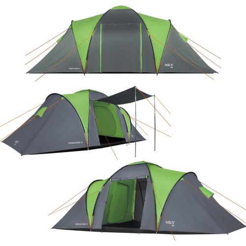 Зелено-серая кемпинговая палатка NC6431 Highland IV Nils Camp