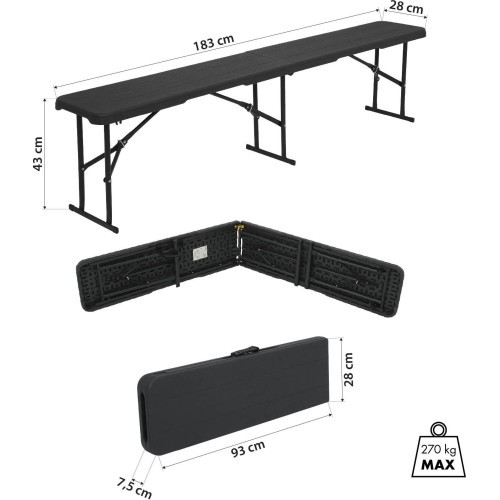NC3404 FOLDING GARDEN BENCH 183 CM ANTHRACITE NILS CAMP