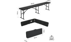 NC3404 FOLDING GARDEN BENCH 183 CM ANTHRACITE NILS CAMP