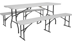 NC3404 FOLDING GARDEN BENCH 183 CM WHITE NILS CAMP