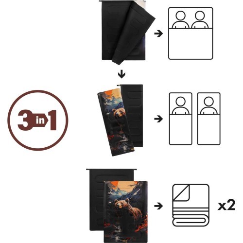 NC3601 3-IN-1 DUAL-SEATER SLEEPING BAG BEAR NILS CAMP