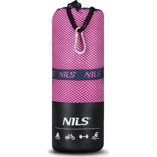 NCR13 PINK-DARK BLUE MICROFIBRE TOWEL 200x90 cm NILS CAMP