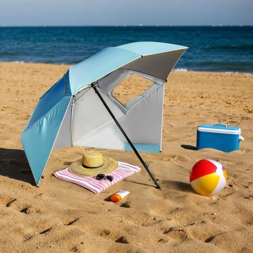 NC17114 BEACH UMBRELLA/WINDSCREEN 2IN1 XXL 240 CM BLUE NILS