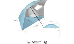 Пляжный зонт / ветрозащита 2в1 XXL 240 см синий NC17114 NILS