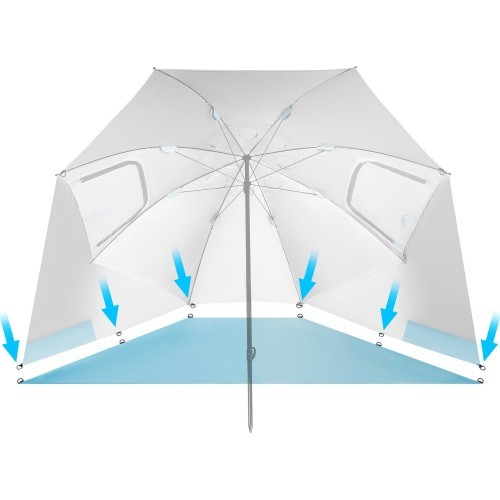 NC17114 BEACH UMBRELLA/WINDSCREEN 2IN1 XXL 240 CM BLUE NILS