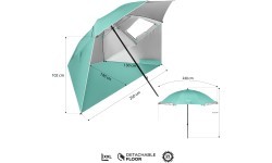 NC17114 paplūdimio skėtis ir užuovėja 2in1 XXL 240 cm žalia NILS