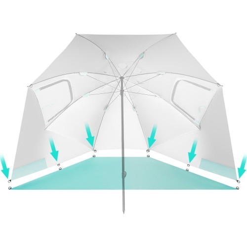 NC17114 BEACH UMBRELLA/WINDSCREEN 2IN1 XXL 240 CM GREEN NILS