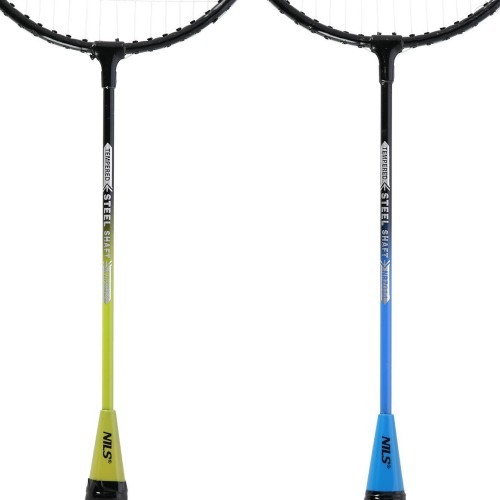 NRZ014 STEEL / BADMINTON SET 4 ROCKETS + 3 SHUTTLECOCKS + NET 195x22cm + COVER NILS