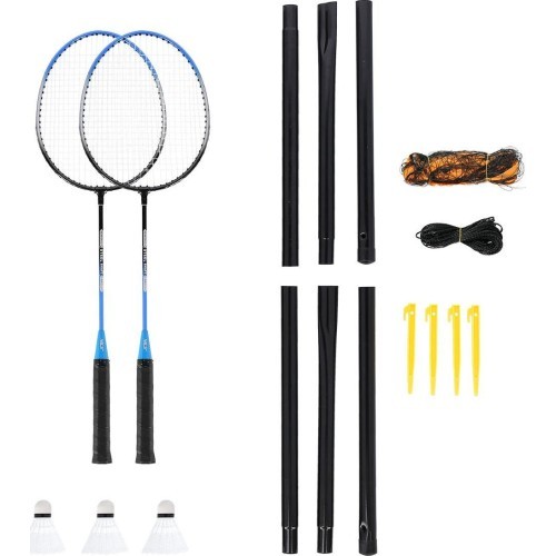 NRZ012 STEEL / BADMINTON SET 2 ROCKETS + 3 SHUTTLECOCKS + MESH + COVER NILS