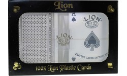 Pokerio kortos Lion 100% plastikinės Double Black