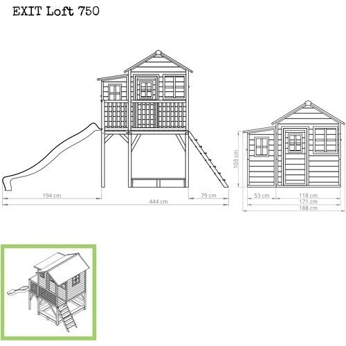 EXIT Loft 750 wooden playhouse - natural