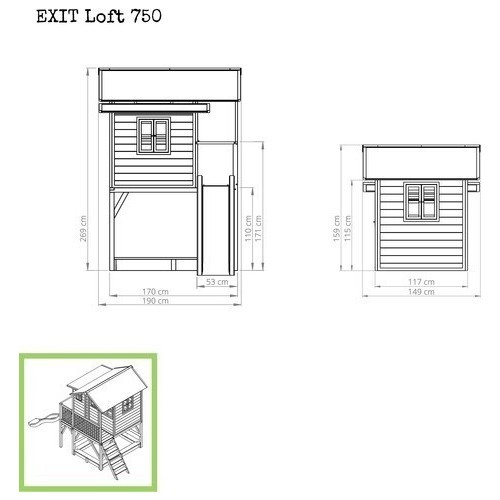 EXIT Loft 750 wooden playhouse - natural