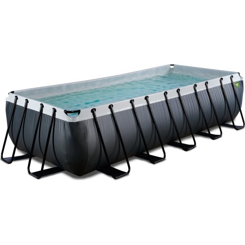 EXIT Black Leather baseinas 540x250x122 cm su smėlio filtro siurbliu, juodas
