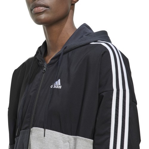 Женская толстовка Adidas на молнии, серо-чёрная, HC8833