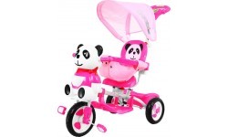 Трёхколёсный детский велосипед Panda, розовый, со звуками и крышей