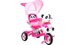 Трёхколёсный детский велосипед Panda, розовый, со звуками и крышей