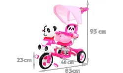Трёхколёсный детский велосипед Panda, розовый, со звуками и крышей