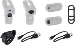 FORCE Futuro bike light set, USB rechargeable (black)