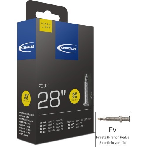 Tube Schwalbe Extra Light 700x18/25 (18/25-622) FV 60mm