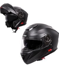 Atverčiamas motociklininko šalmas W-TEC Cullo - Matinė juoda