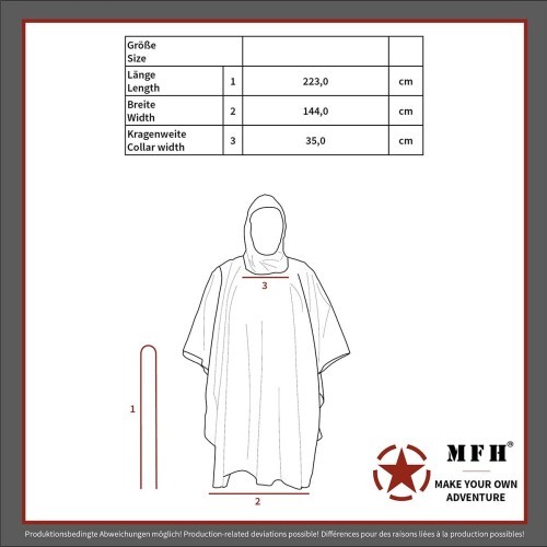 MFH Rip Stop lietpaltis-poncho - BW Camo