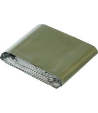 Emergency Blanket MFH, Silver and Green Coated
