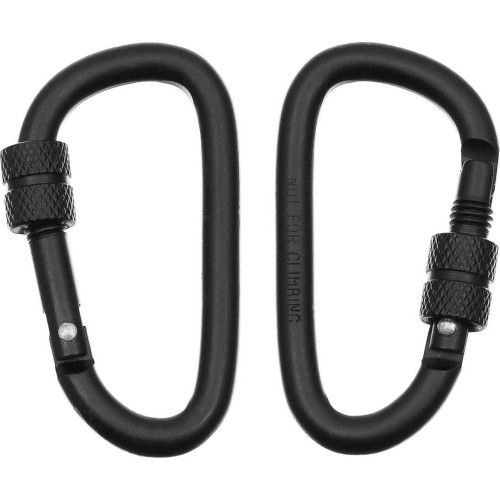 Carabiner D MFH Screw Lock - Black, 6mmx6cm