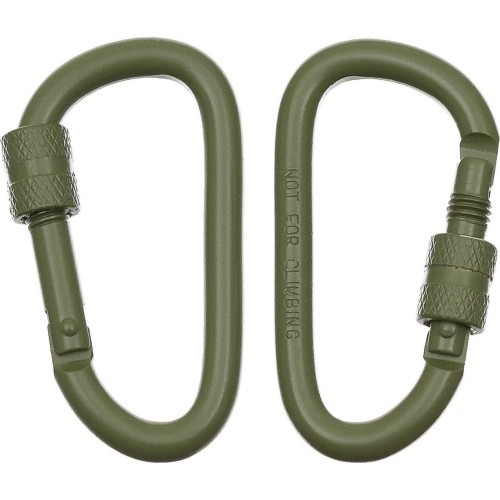 Karabinas D MFH Screw Lock, žalias, 6 mm x 6 cm