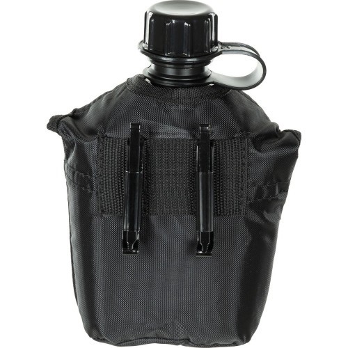 Plastikinė gertuvė su dėklu MFH, juoda, 1 l