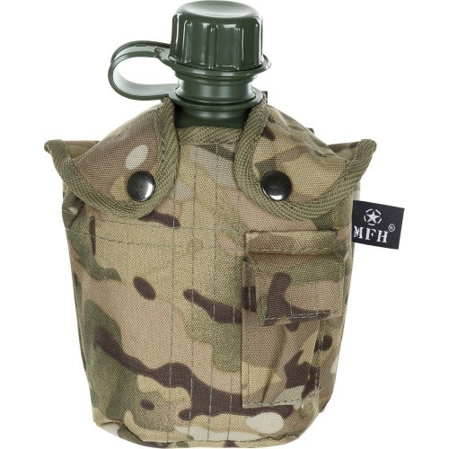 Пластиковая фляга с чехлом MFH Operation-Camo, 1 л