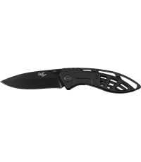 Sudedamas peilis FoxOutdoor, juodas, perforuota metalinė rankena