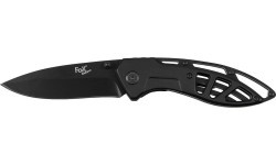 Складной нож FoxOutdoor, чёрный, перфорированная металлическая рукоять